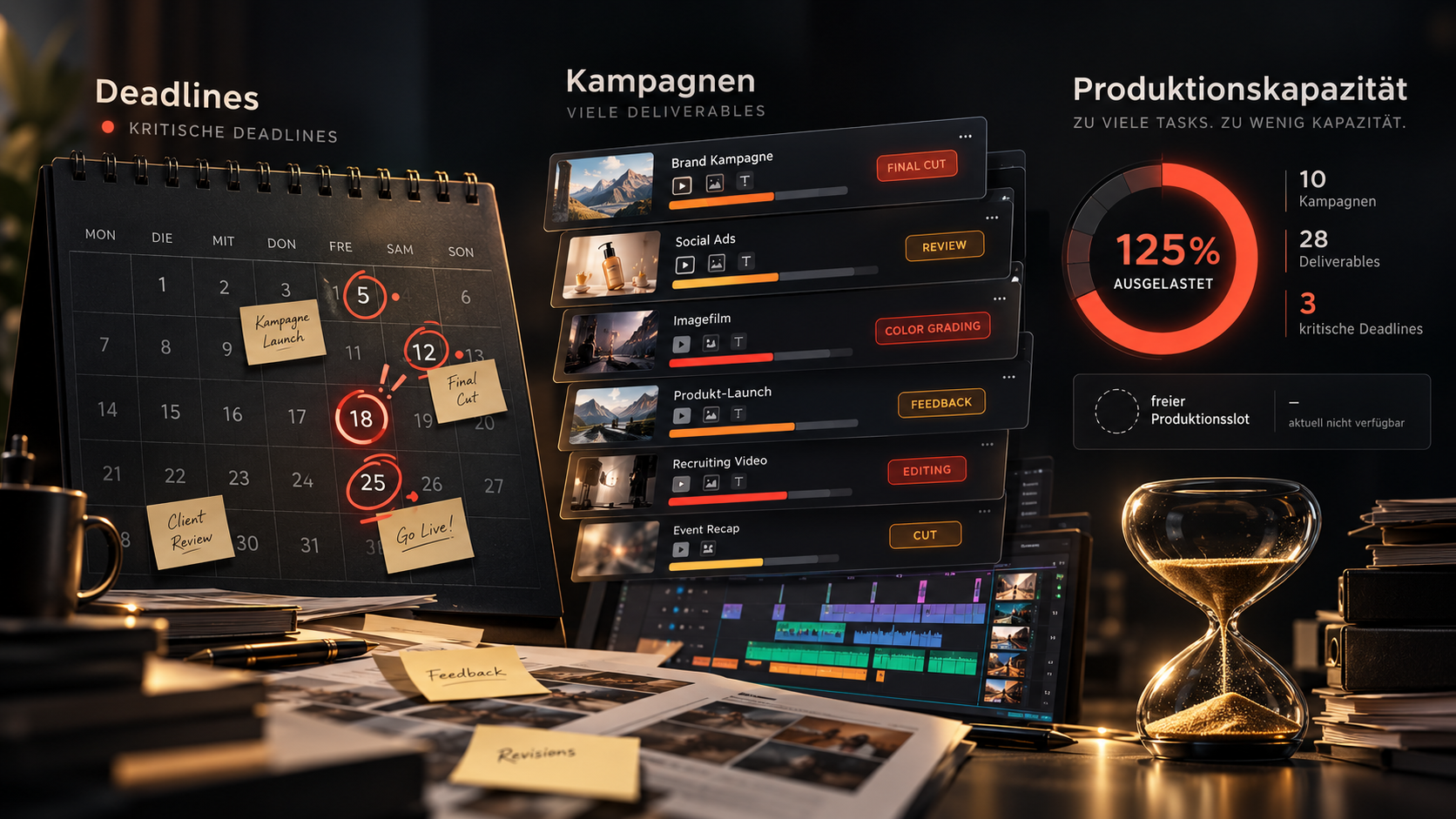 Visualisierung von Deadlines, Kampagnenvolumen und begrenzter Production Capacity